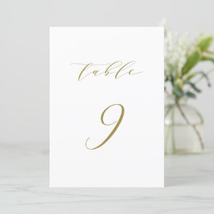 Invitación Boda de guión Minimalista dorado Número de tabla 9