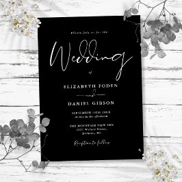 Invitación Boda De Guión Moderno De Estilo Blanco Y Negro