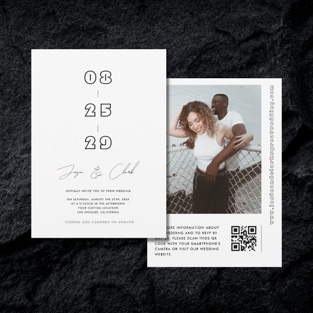 Invitación Boda de guión moderno geométrico de fecha negrita (Subido por el creador)