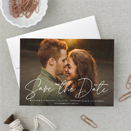 Invitación Boda De Guión Moderno Guardar La Foto De Fecha