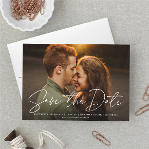 Invitación Boda De Guión Moderno Guardar La Foto De Fecha