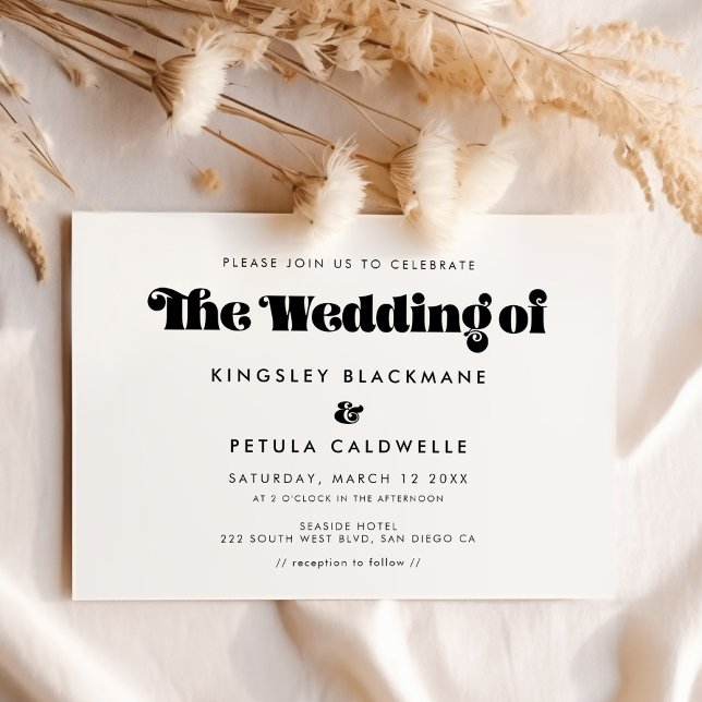 Invitación Boda de guión retro de vintage (Subido por el creador)