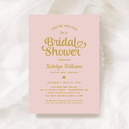 Invitación Boda de guión rosa y dorado  ducha de novia