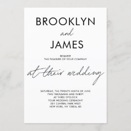 Invitación Boda de guión sencillo invita al blanco