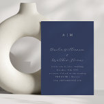 Invitación Boda de guiones azules de la Marina de Monograma C<br><div class="desc">Clásico Monograma Minimalista Típografía tradicional Invitación a la boda en azul marino</div>