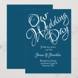 Invitación Boda de guiones blancos azules