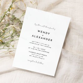 Invitación Boda de guiones blancos modernos