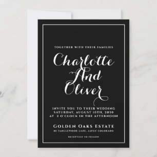 Invitación Boda de guiones blancos negros