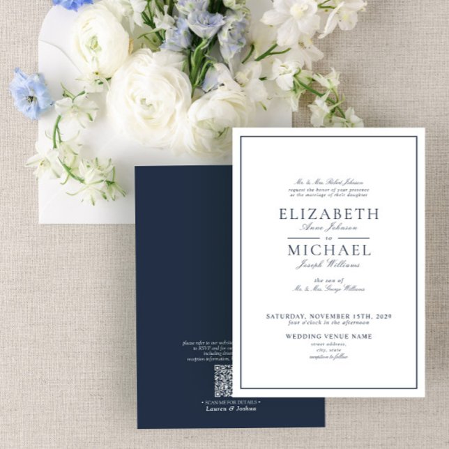 Invitación Boda de guiones clásicos de la Marina de código QR (Subido por el creador)