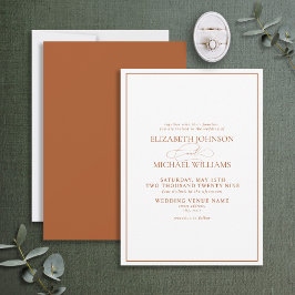 Invitación Boda de guiones clásicos de Naranja quemado formal