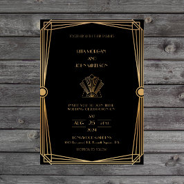 Invitación Boda de guiones clásicos de oro