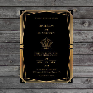 Invitación Boda de guiones clásicos de oro