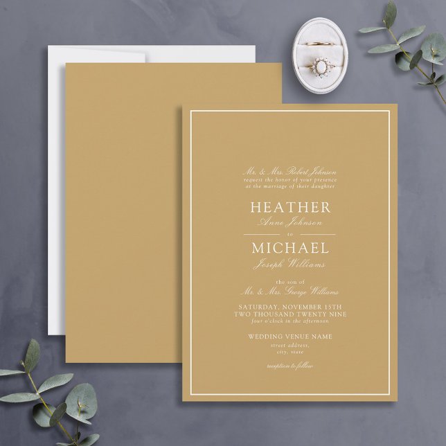 Invitación Boda de guiones clásicos de oro tradicional (Subido por el creador)