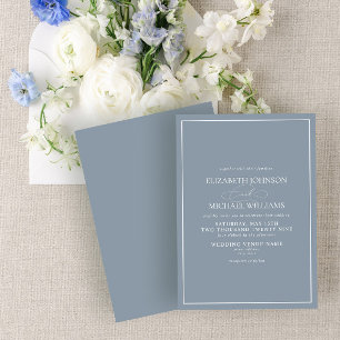 Invitación Boda de guiones clásicos Dusty Blue Formal