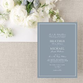 Invitación Boda de guiones clásicos Dusty Blue Formal
