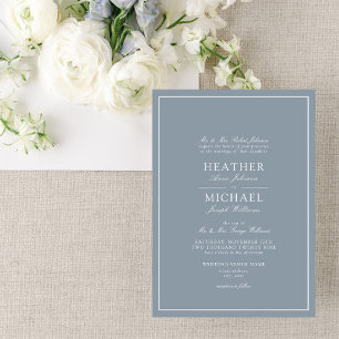 Invitación Boda de guiones clásicos Dusty Blue Formal