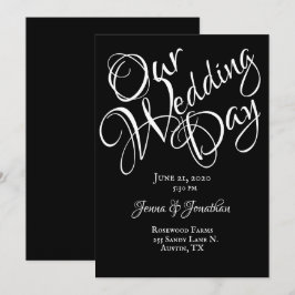 Invitación Boda de guiones de Bonito blanco y negro