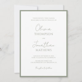 Invitación Boda de guiones de borde verde simple