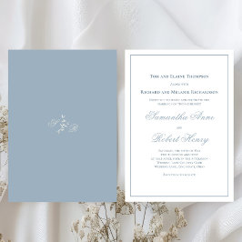Invitación Boda de guiones de caligrafía azul turbia