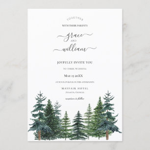 Invitación Boda de guiones de caligrafía de árboles forestale