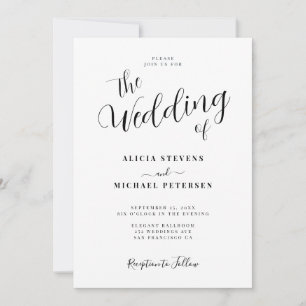 Invitación Boda de guiones de caligrafía elegante y simple
