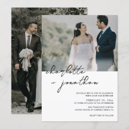 Invitación Boda de guiones de caligrafía fotográfica clásica