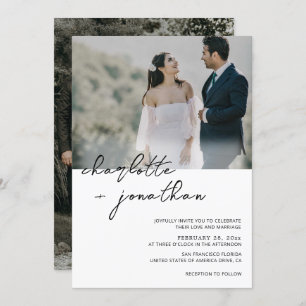 Invitación Boda de guiones de caligrafía fotográfica clásica
