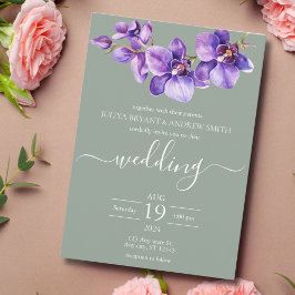 Invitación Boda de guiones de color verde marino orquídea