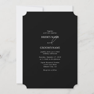 Invitación Boda de guiones de firma de caligrafía en blanco y