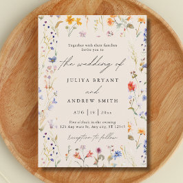 Invitación Boda de guiones de flores silvestres de Boho