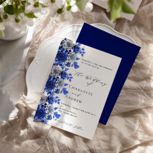 Invitación Boda de guiones de florines blancos azules