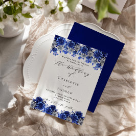 Invitación Boda de guiones de florines blancos azules reales