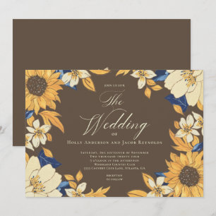 Invitación Boda de guiones de girasol de color de agua