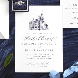 Invitación Boda de guiones de Ilustracion de Castillo Vintage