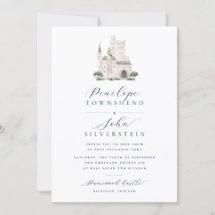 Invitación Boda de guiones de Ilustracion de color de agua de