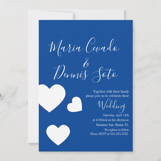 Invitación Boda de guiones de letras de corazón flotante Colo (Anverso)