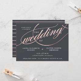Invitación Boda de guiones de oro simple y moderno