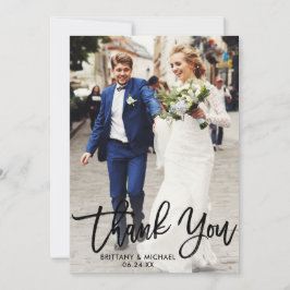 Invitación Boda de guiones de pincel Foto Kraft Gracias Tarje