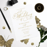 Invitación Boda de guiones de Relieve metalizado dorado simpl<br><div class="desc">Invitación a la boda de un guión de Relieve metalizado dorado simple y elegante</div>