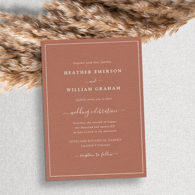 Invitación Boda de guiones de Terracotta (Subido por el creador)