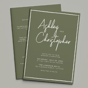 Invitación Boda de guiones de tipografía minimalista todo en