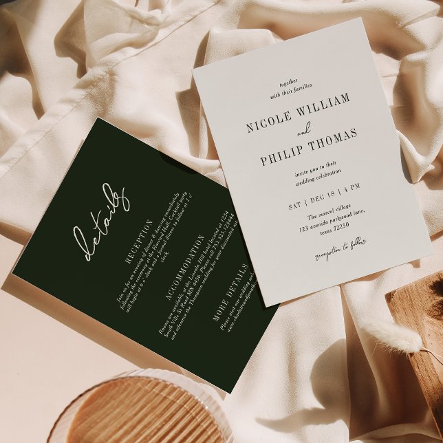 Invitación Boda de guiones de tipografía verde simple (Subido por el creador)