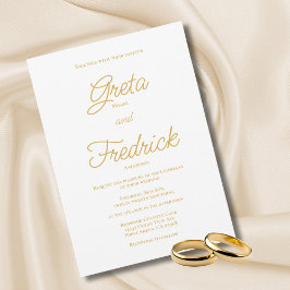 Invitación Boda de guiones dorados de elegancia simple y sin