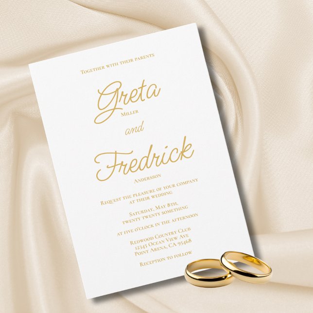 Invitación Boda de guiones dorados de elegancia simple y sin  (Subido por el creador)