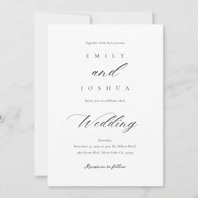 Invitación Boda de guiones elegante y moderno (Anverso)