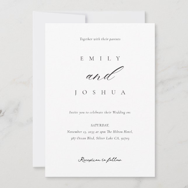 Invitación Boda de guiones elegante y moderno (Anverso)