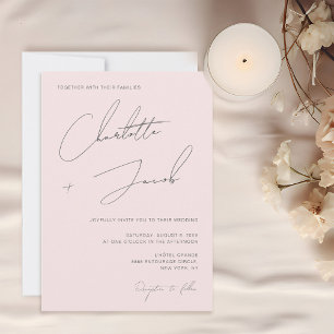 Invitación Boda de guiones elegantes Minimalistas de Moda ros