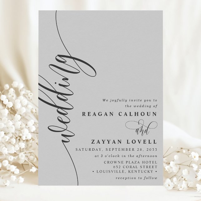 Invitación Boda de guiones elegantes y suaves de caligrafía (Subido por el creador)