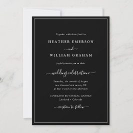 Invitación Boda de guiones en blanco y negro