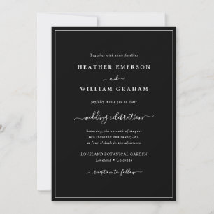 Invitación Boda de guiones en blanco y negro